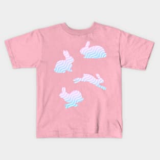 Pastel Easter Bunny Rabbit Wavy Pattern Kids T-Shirt